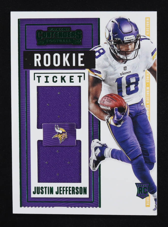 Justin Jefferson 2020 Panini Contenders Rookie Ticket Dual Swatches #8 RC at PristineAuction.com Justin Jefferson 2020 Panini Contenders Rookie Ticket Dual Swatches #8 RC at PristineAuction.com