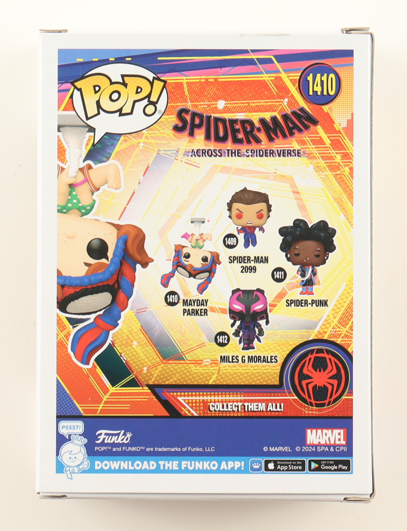 Michelle Ruff Signed "Spider-Man: Across the Spider-Verse" #1410 Mayday Parker Bobble-Head Funko Pop! Vinyl Figure Inscribed "Mayday Parker" (JSA) at PristineAuction.com Michelle Ruff Signed "Spider-Man: Across the Spider-Verse" #1410 Mayday Parker Bobble-Head Funko Pop! Vinyl Figure Inscribed "Mayday Parker" (JSA) at PristineAuction.com