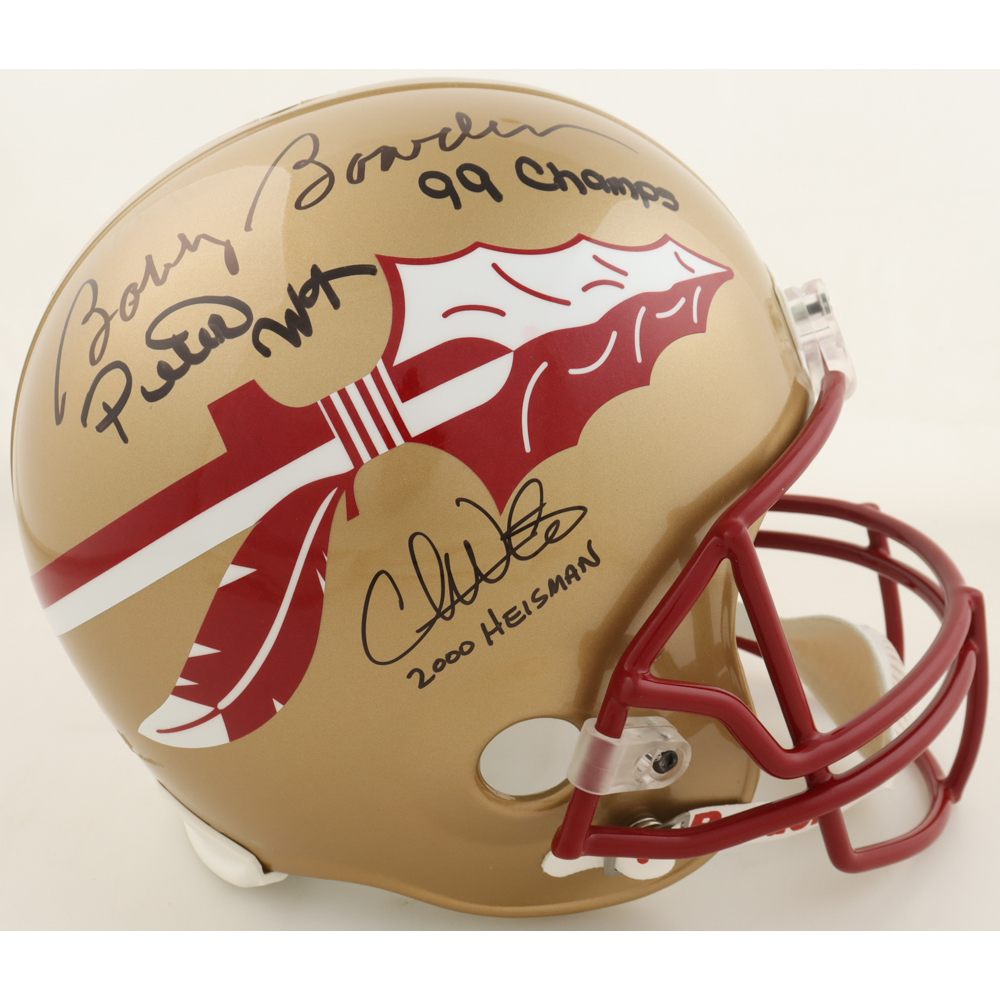 Bobby Bowden, Peter Warrick & Chris Weinke Signed Florida State Seminoles Full-Size Helmet inscribed "99 Champs" & "2000 Heisman" (Beckett & PSA) at PristineAuction.com