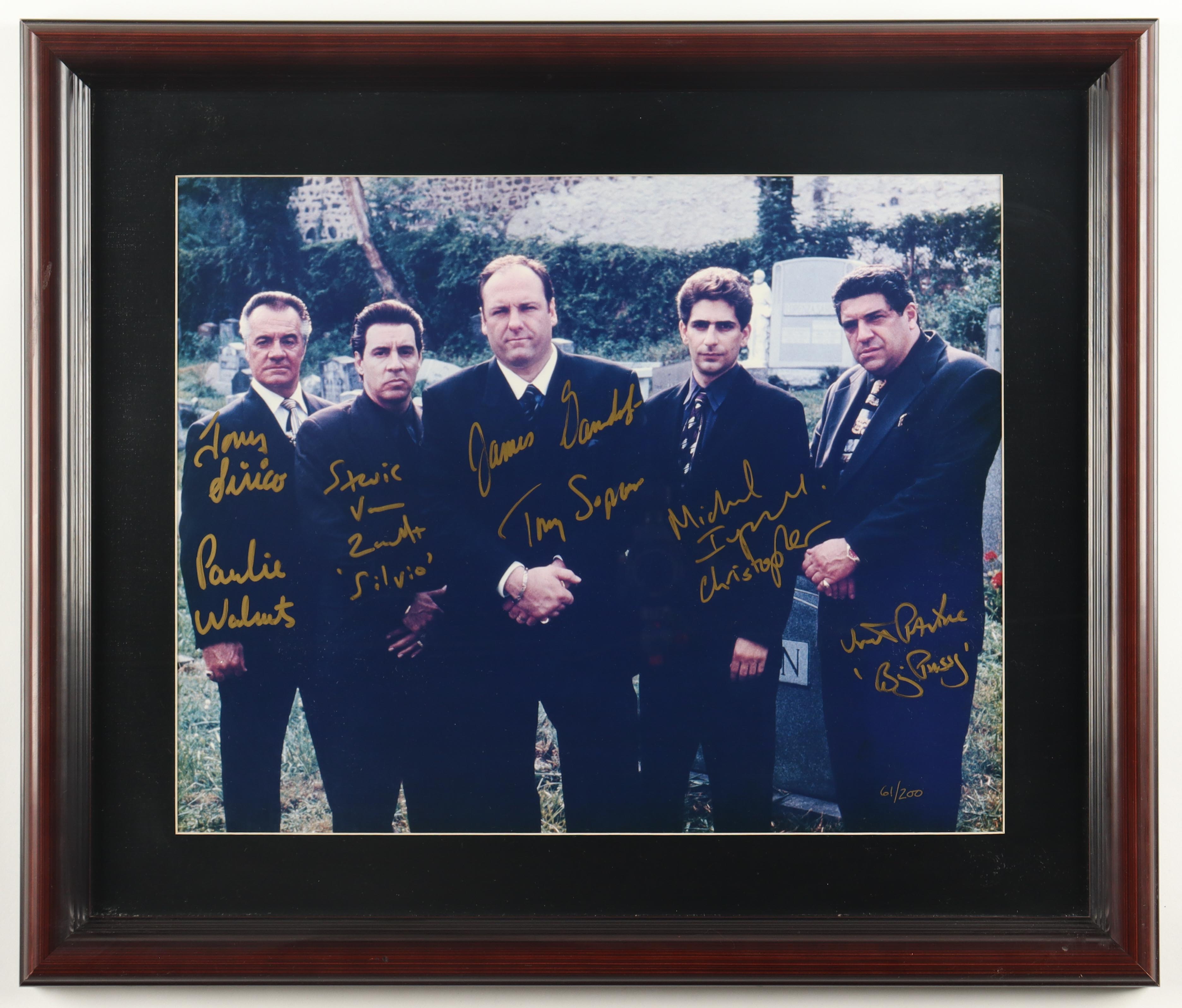 James Gandolfini, Tony Sirico, Steven Van Zandt | "The Sopranos" LE Custom Framed Photo Cast-Signed & Inscribed By (5) #61/200 (JSA) at PristineAuction.com James Gandolfini, Tony Sirico, Steven Van Zandt | "The Sopranos" LE Custom Framed Photo Cast-Signed & Inscribed By (5) #61/200 (JSA) at PristineAuction.com