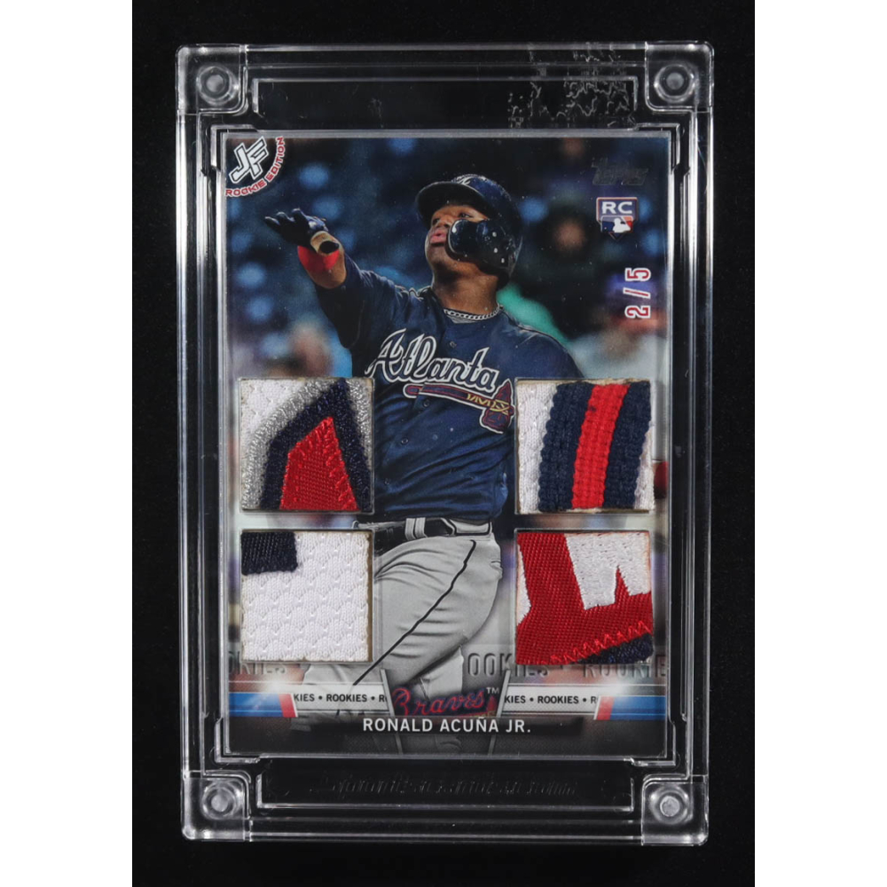 Ronald Acuna Jr. 2024 Jersey Fusion Quad Game-Used Swatch with Topps RC #RAJ18 #2/5 at PristineAuction.com