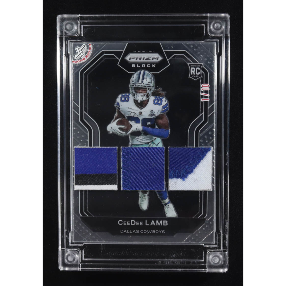 CeeDee Lamb 2024-25 Jersey Fusion Game Used Triple Swatch with Panini Prizm RC #CL1120 #1/10 at PristineAuction.com