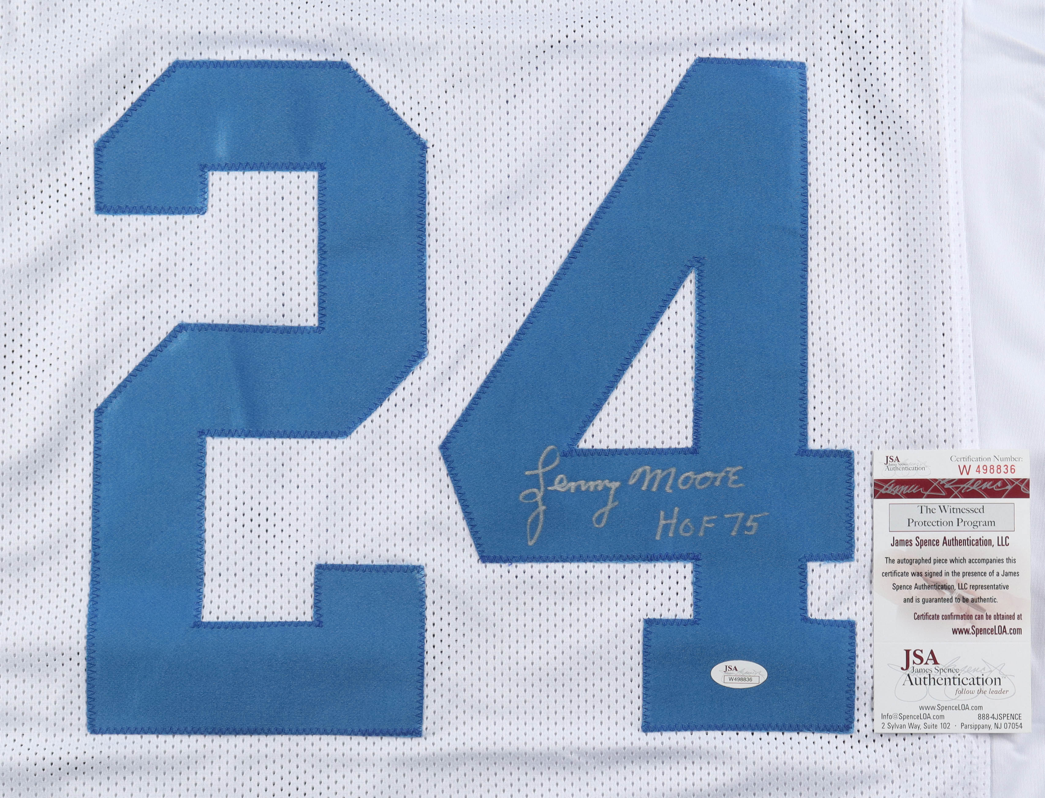 Lenny Moore Signed Jersey Inscribed "HOF 75" (JSA) at PristineAuction.com Lenny Moore Signed Jersey Inscribed "HOF 75" (JSA) at PristineAuction.com