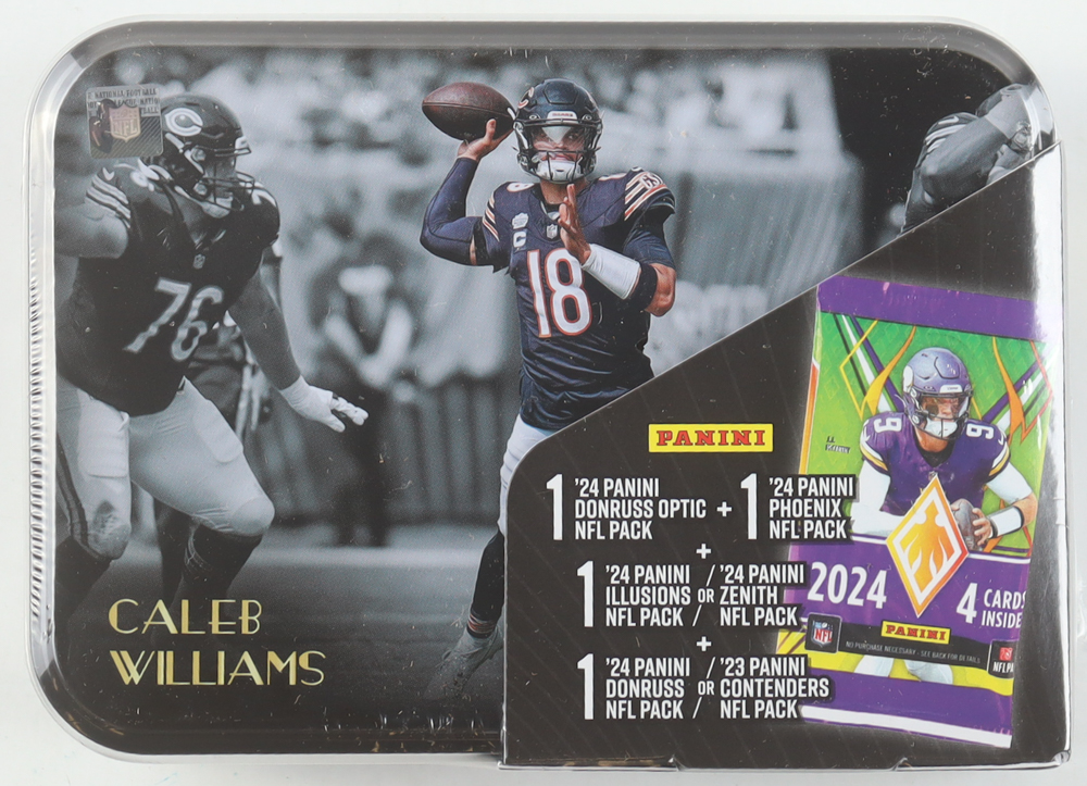 Caleb Williams Panini 2025 Championship Collection Football Tin with (4) Packs at PristineAuction.com Caleb Williams Panini 2025 Championship Collection Football Tin with (4) Packs at PristineAuction.com
