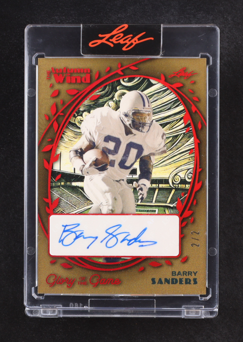 Barry Sanders 2025 Leaf Glory of the Game Autumn Wind Autographs Red #AWBS1 #2/2 at PristineAuction.com Barry Sanders 2025 Leaf Glory of the Game Autumn Wind Autographs Red #AWBS1 #2/2 at PristineAuction.com