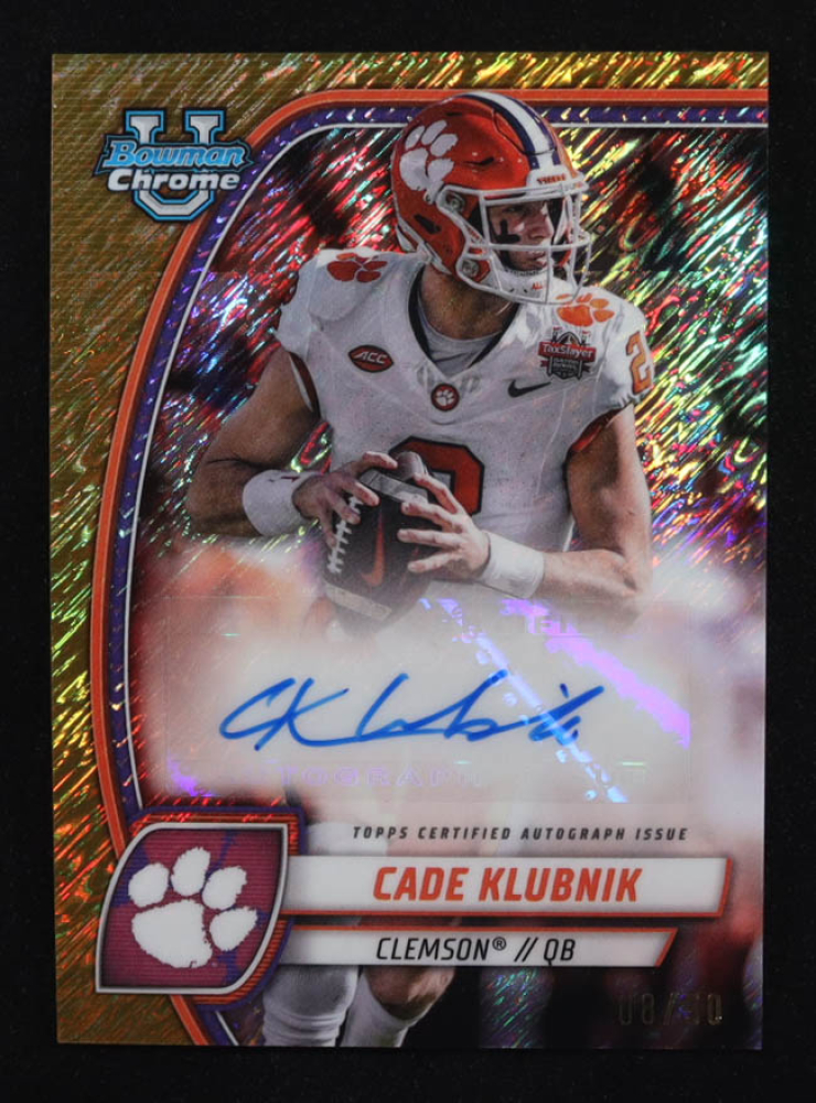 Cade Klubnik 2024 Bowman Chrome University Prospect Autographs Gold Shimmer Refractors #PACKL #08/50 RC