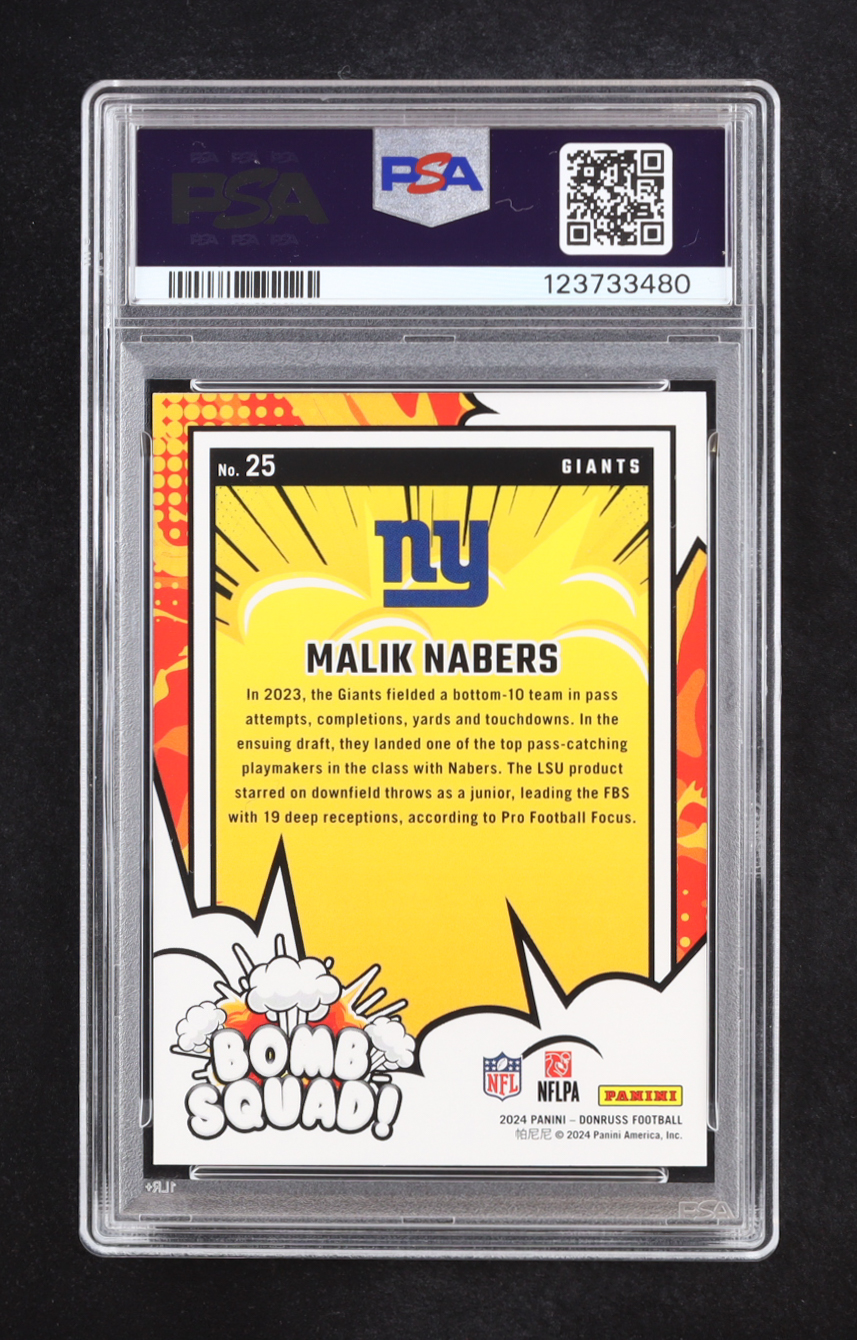 Malik Nabers 2024 Panini Donruss Bomb Squad #25 RC (PSA 9) at PristineAuction.com Malik Nabers 2024 Panini Donruss Bomb Squad #25 RC (PSA 9) at PristineAuction.com