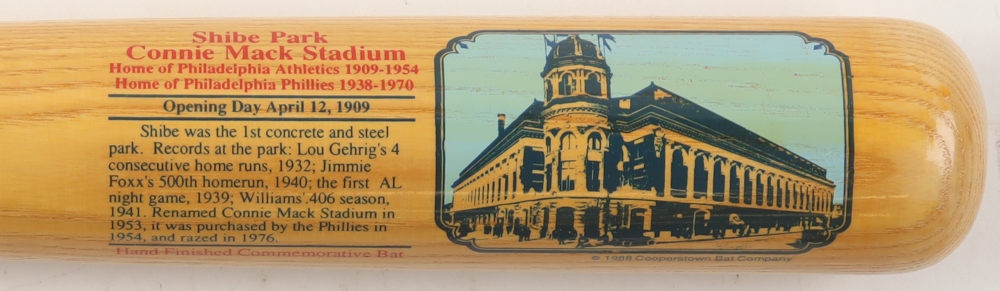 Cooperstown Stadium Series Commemorative Shibe Park Baseball Bat at PristineAuction.com Cooperstown Stadium Series Commemorative Shibe Park Baseball Bat at PristineAuction.com