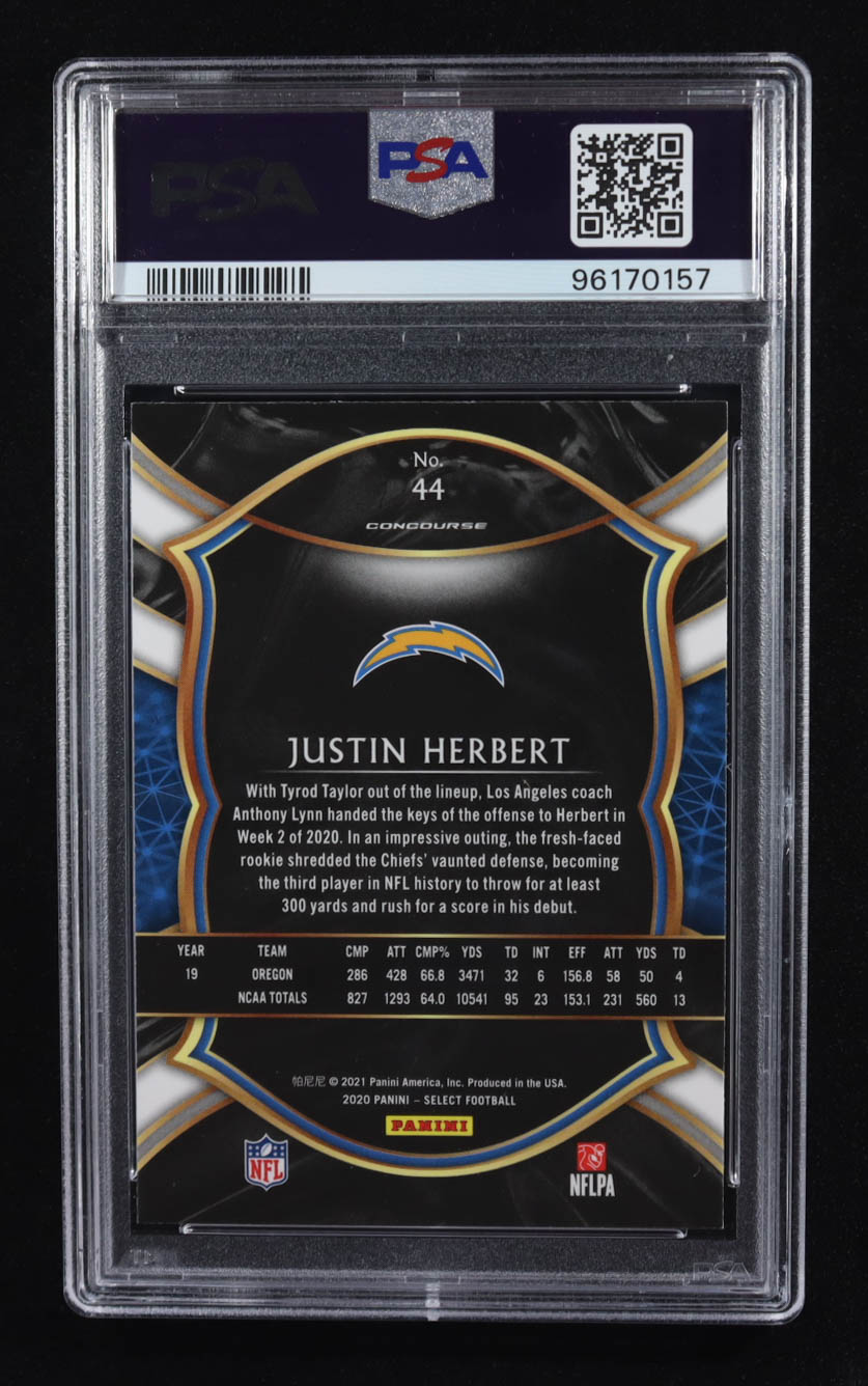 Justin Herbert 2020 Panini Select #44 RC (PSA 10) at PristineAuction.com Justin Herbert 2020 Panini Select #44 RC (PSA 10) at PristineAuction.com