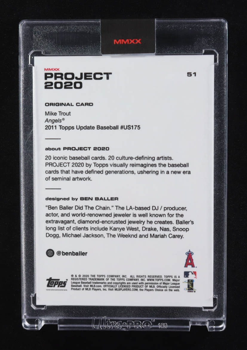 Mike Trout 2020 Topps Project 2020 #51 / Ben Baller at PristineAuction.com Mike Trout 2020 Topps Project 2020 #51 / Ben Baller at PristineAuction.com
