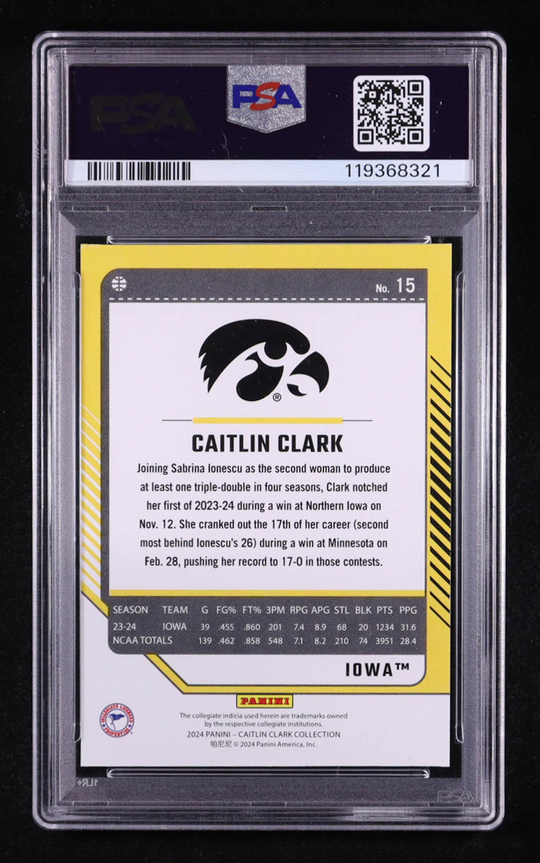 Caitlin Clark 2024 Panini Caitlin Clark Collection Donruss #15 RC (PSA 7) at PristineAuction.com Caitlin Clark 2024 Panini Caitlin Clark Collection Donruss #15 RC (PSA 7) at PristineAuction.com