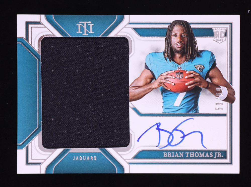 Brian Thomas Jr. 2024 Panini National Treasures Rookie Material Signatures RPS #3 RC #50/99