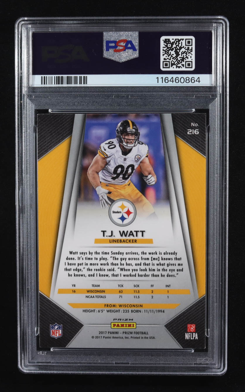 T.J. Watt 2017 Panini Prizm #216 RC (PSA 8) at PristineAuction.com T.J. Watt 2017 Panini Prizm #216 RC (PSA 8) at PristineAuction.com