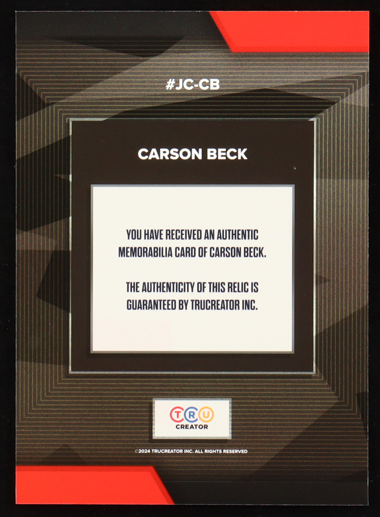 Carson Beck 2024 TruSport Jumbo Trucreator Cracked Ice #8 #JC-CB JSY RC at PristineAuction.com Carson Beck 2024 TruSport Jumbo Trucreator Cracked Ice #8 #JC-CB JSY RC at PristineAuction.com