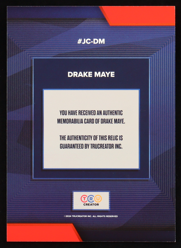 Drake Maye 2024 TruSport Jumbo Trucreator Cracked Ice #10 #JC-DM JSY RC at PristineAuction.com Drake Maye 2024 TruSport Jumbo Trucreator Cracked Ice #10 #JC-DM JSY RC at PristineAuction.com