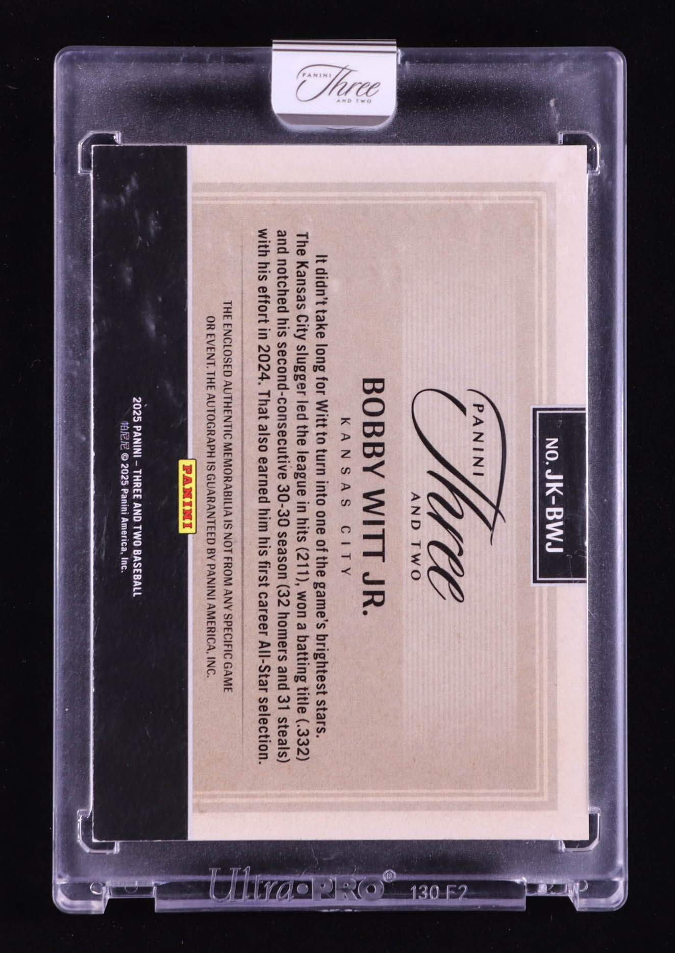 Bobby Witt Jr. 2025 Panini Three and Two Jersey Autographs Holo Silver #23 #02/49 at PristineAuction.com Bobby Witt Jr. 2025 Panini Three and Two Jersey Autographs Holo Silver #23 #02/49 at PristineAuction.com