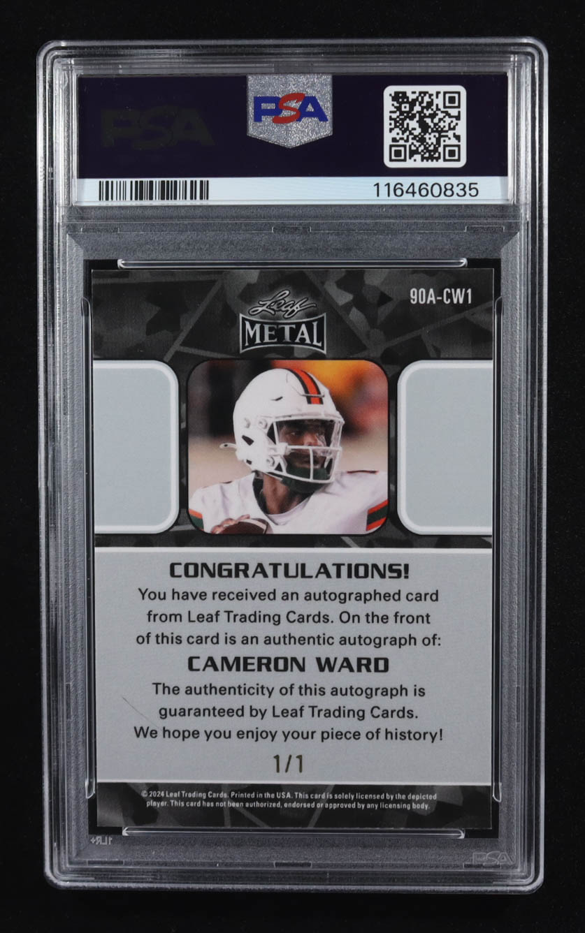 Cameron Ward 2024 Leaf Collective '90 Leaf Autographs Shimmer Green #90ACW1 #1/1 RC (PSA 10) at PristineAuction.com Cameron Ward 2024 Leaf Collective '90 Leaf Autographs Shimmer Green #90ACW1 #1/1 RC (PSA 10) at PristineAuction.com