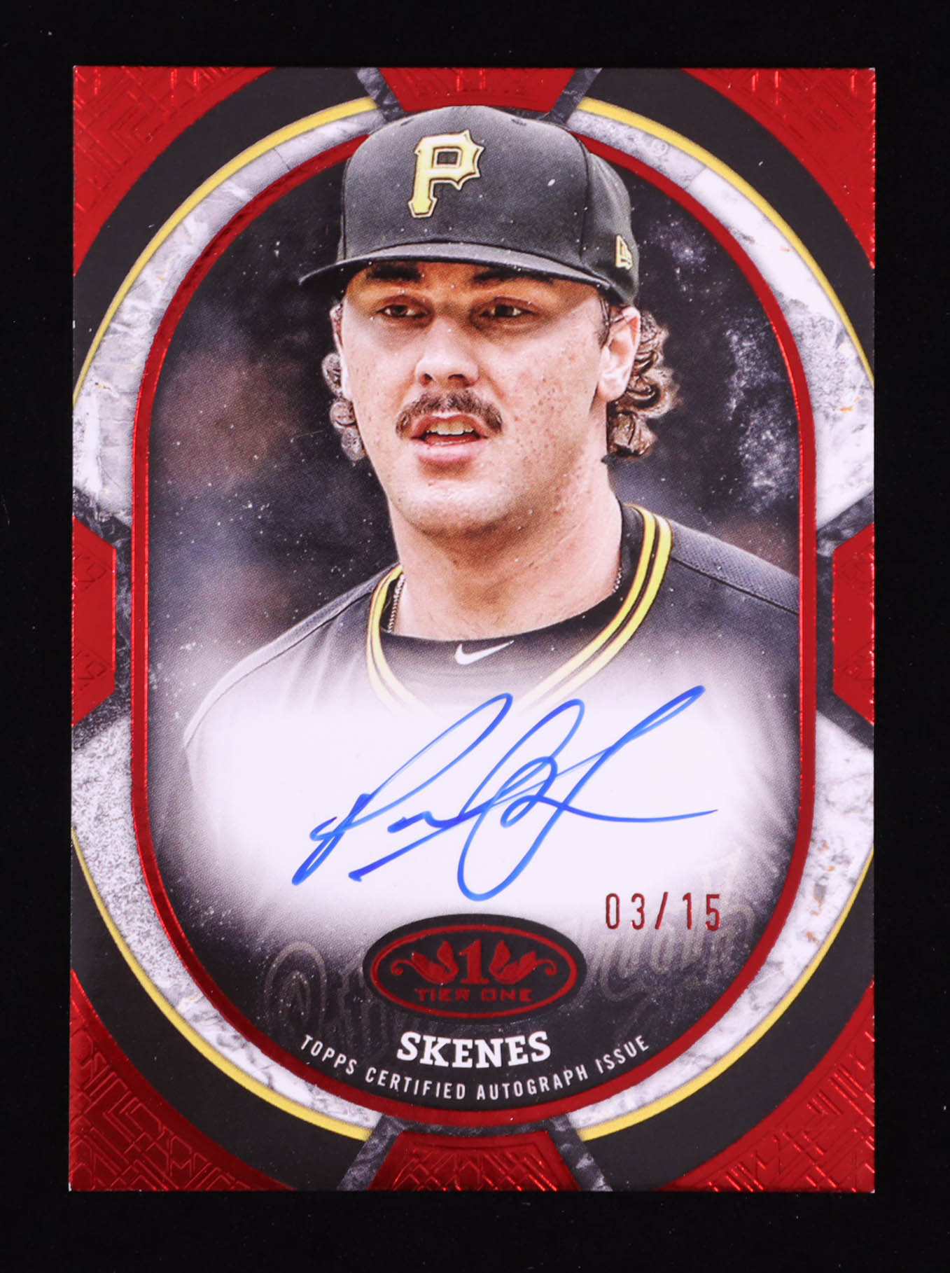 Paul Skenes 2025 Topps Tier One Tier One Shots Autographs Red Foil #TOSPS #3/15 at PristineAuction.com Paul Skenes 2025 Topps Tier One Tier One Shots Autographs Red Foil #TOSPS #3/15 at PristineAuction.com