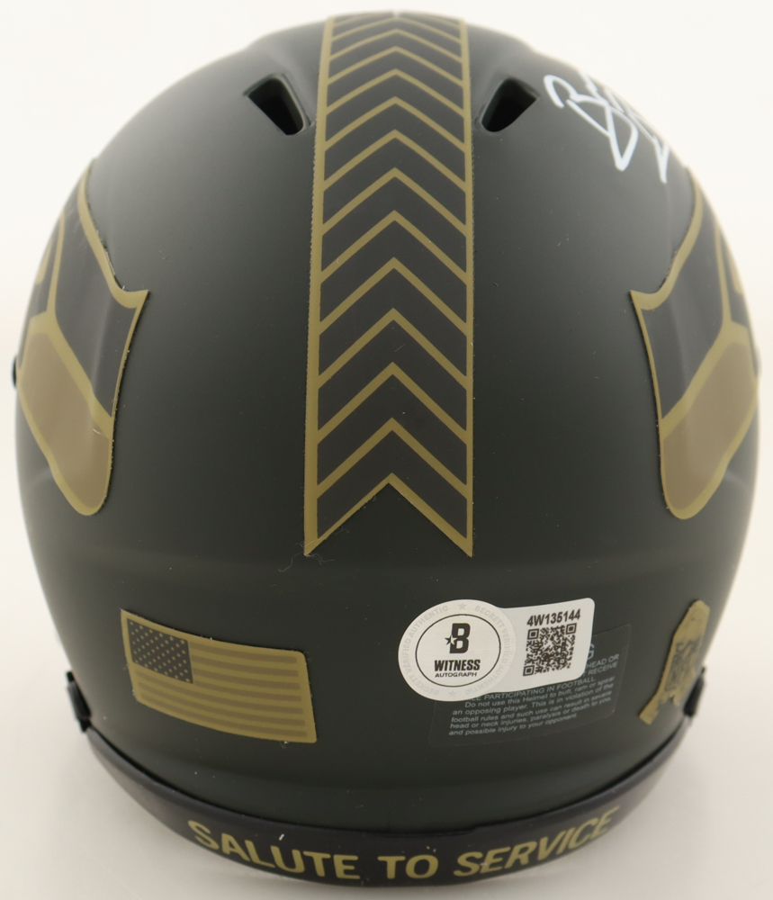 Brian Bosworth Signed Seahawks Salute to Service Alternate Speed Mini Helmet (Beckett) at PristineAuction.com Brian Bosworth Signed Seahawks Salute to Service Alternate Speed Mini Helmet (Beckett) at PristineAuction.com