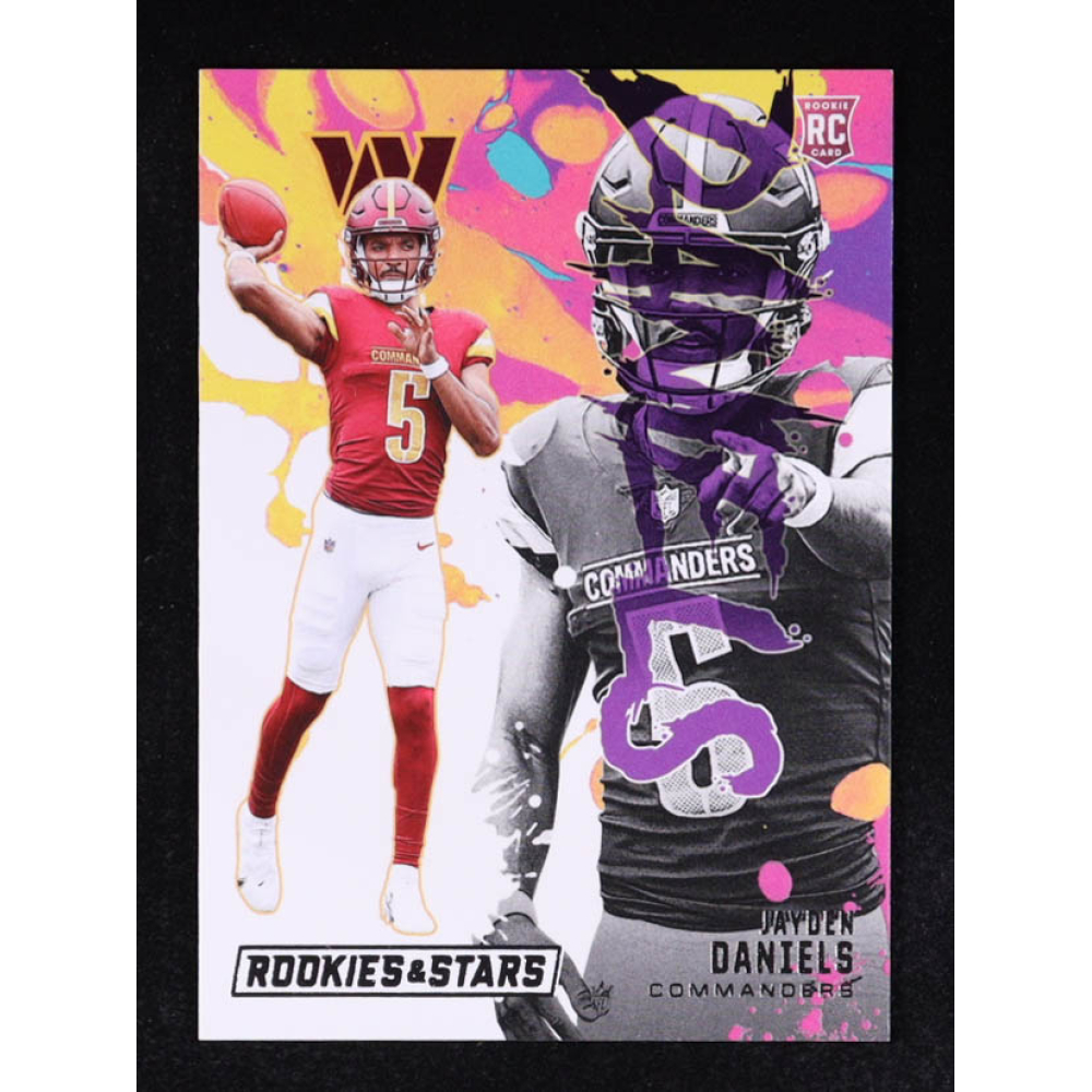 Jayden Daniels 2024 Rookies and Stars Rookie Exclusive #2 RC at PristineAuction.com