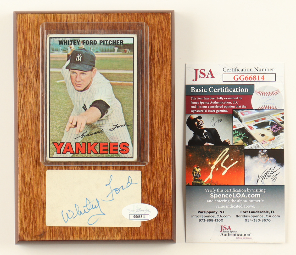 Whitey Ford Signed Cut Plaque Display (JSA) at PristineAuction.com Whitey Ford Signed Cut Plaque Display (JSA) at PristineAuction.com