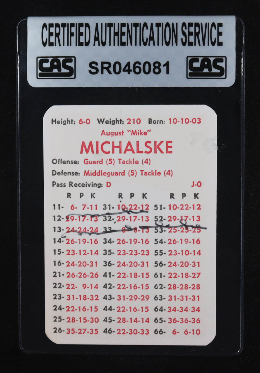 Mike Michalske Signed 1973 APBA Game Card (CAS) at PristineAuction.com Mike Michalske Signed 1973 APBA Game Card (CAS) at PristineAuction.com
