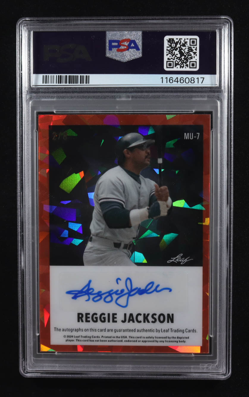 Carl Yastrzemski / Reggie Jackson 2024 Leaf Collective Multi Mash-Up Dual Autographs Crystal Orange #MU7 #2/8 (PSA 8) at PristineAuction.com Carl Yastrzemski / Reggie Jackson 2024 Leaf Collective Multi Mash-Up Dual Autographs Crystal Orange #MU7 #2/8 (PSA 8) at PristineAuction.com