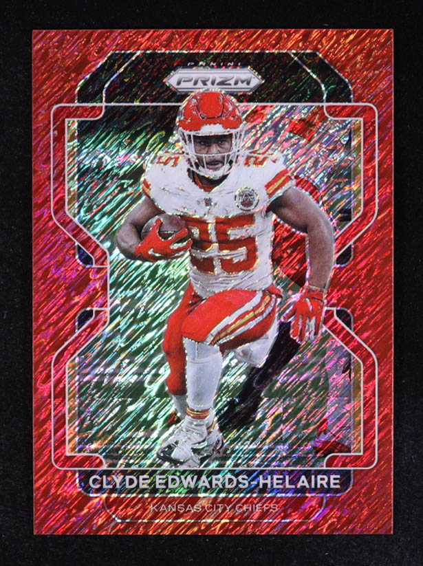 Clyde Edwards-Helaire 2021 Panini Prizm Prizms Red Shimmer #191 #09/35 at PristineAuction.com Clyde Edwards-Helaire 2021 Panini Prizm Prizms Red Shimmer #191 #09/35 at PristineAuction.com