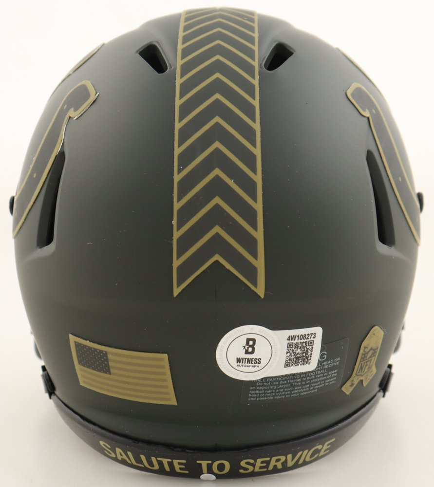 Edgerrin James Signed Colts Salute to Service Alternate Speed Mini Helmet (Beckett) at PristineAuction.com Edgerrin James Signed Colts Salute to Service Alternate Speed Mini Helmet (Beckett) at PristineAuction.com