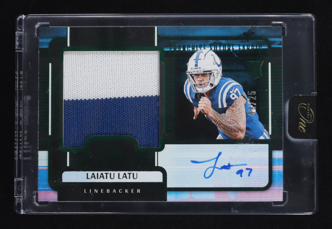 Laiatu Latu 2024 Panini One Green #94 #8/25 AU MEM RC at PristineAuction.com Laiatu Latu 2024 Panini One Green #94 #8/25 AU MEM RC at PristineAuction.com