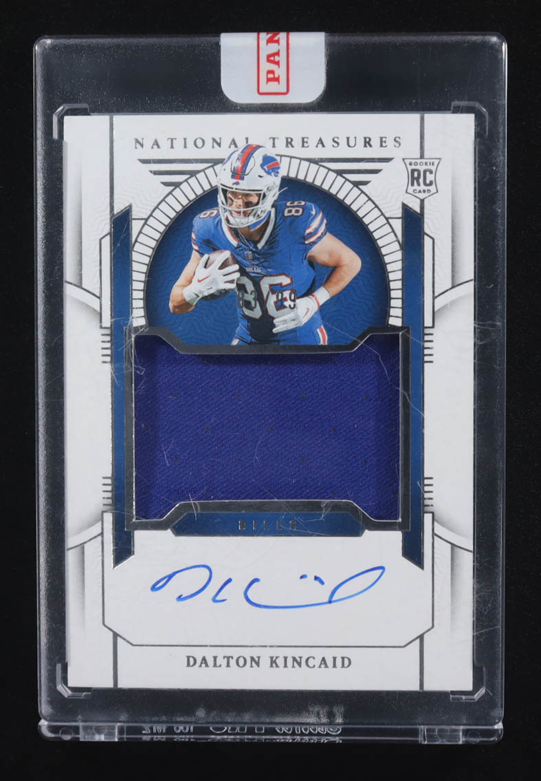 Dalton Kincaid 2023 Panini National Treasures #162 #89/99 JSY AU EXCH RC at PristineAuction.com Dalton Kincaid 2023 Panini National Treasures #162 #89/99 JSY AU EXCH RC at PristineAuction.com