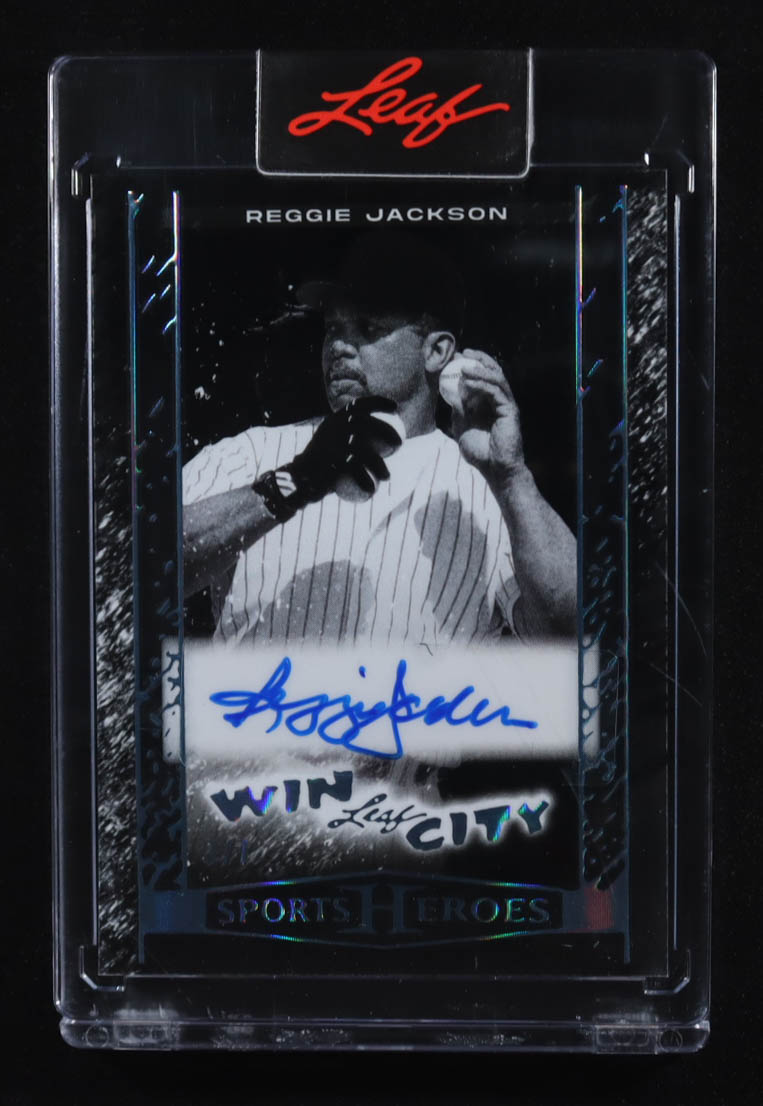 Reggie Jackson 2025 Leaf Sports Heroes Win City Autographs Prismatic Platinum Blue #WCRJ1 #3/7 at PristineAuction.com Reggie Jackson 2025 Leaf Sports Heroes Win City Autographs Prismatic Platinum Blue #WCRJ1 #3/7 at PristineAuction.com