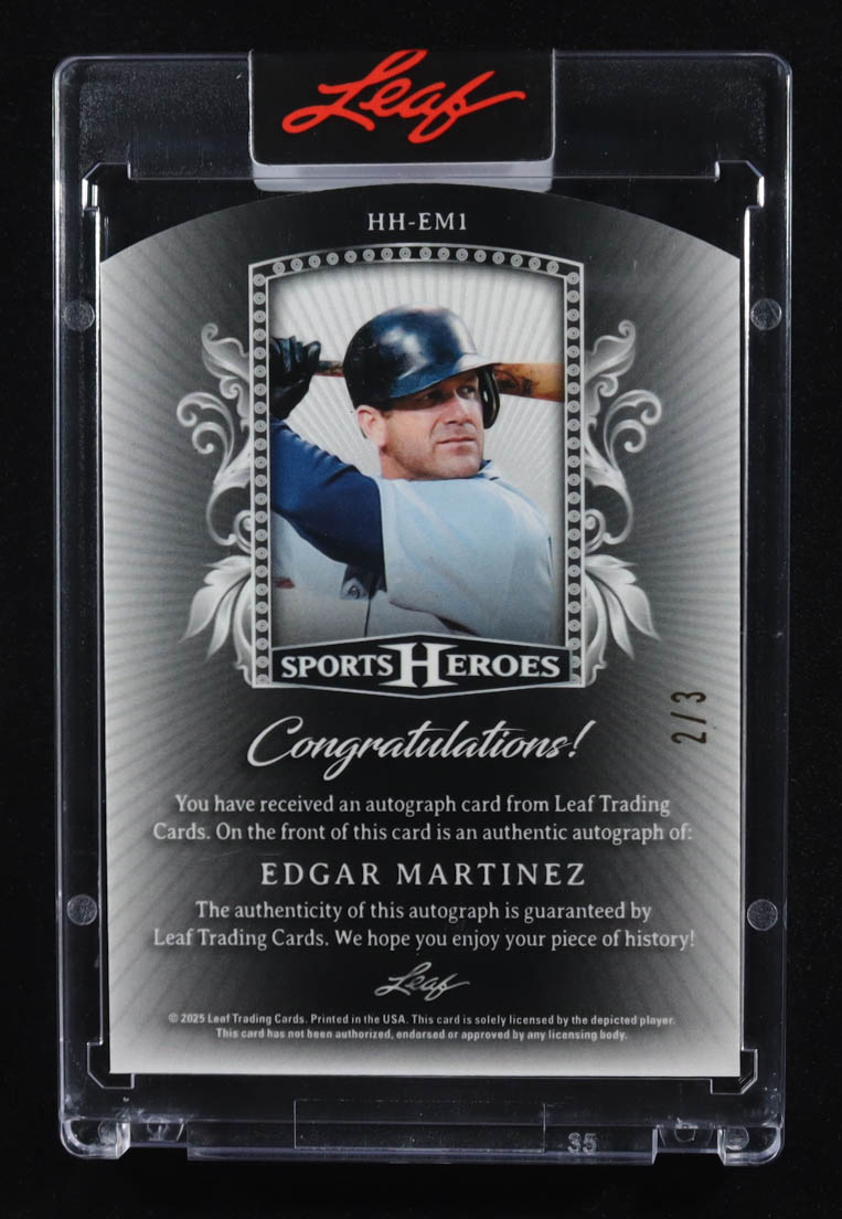 Edgar Martinez 2025 Leaf Sport Heroes Hall Heroes Autographs Red Crystal #HHEM1 #2/3 at PristineAuction.com Edgar Martinez 2025 Leaf Sport Heroes Hall Heroes Autographs Red Crystal #HHEM1 #2/3 at PristineAuction.com