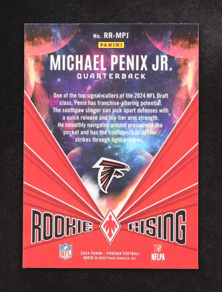 Michael Penix Jr. 2024 Panini Phoenix Rookie Rising #RR-MPJ RC at PristineAuction.com Michael Penix Jr. 2024 Panini Phoenix Rookie Rising #RR-MPJ RC at PristineAuction.com