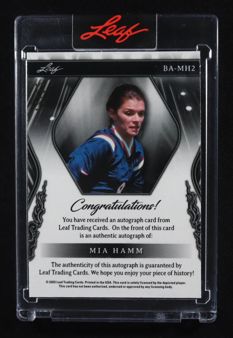 Mia Hamm 2025 Leaf Sports Heroes Autographs Silver Crystal #BAMH2 #16/35 at PristineAuction.com Mia Hamm 2025 Leaf Sports Heroes Autographs Silver Crystal #BAMH2 #16/35 at PristineAuction.com