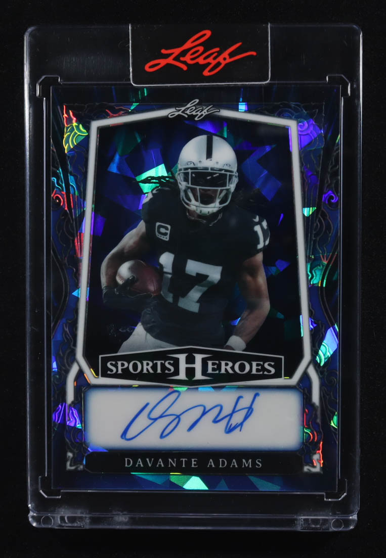 Davante Adams 2025 Leaf Sports Heroes Autographs Blue Crystal #BADA1 #4/4 at PristineAuction.com Davante Adams 2025 Leaf Sports Heroes Autographs Blue Crystal #BADA1 #4/4 at PristineAuction.com