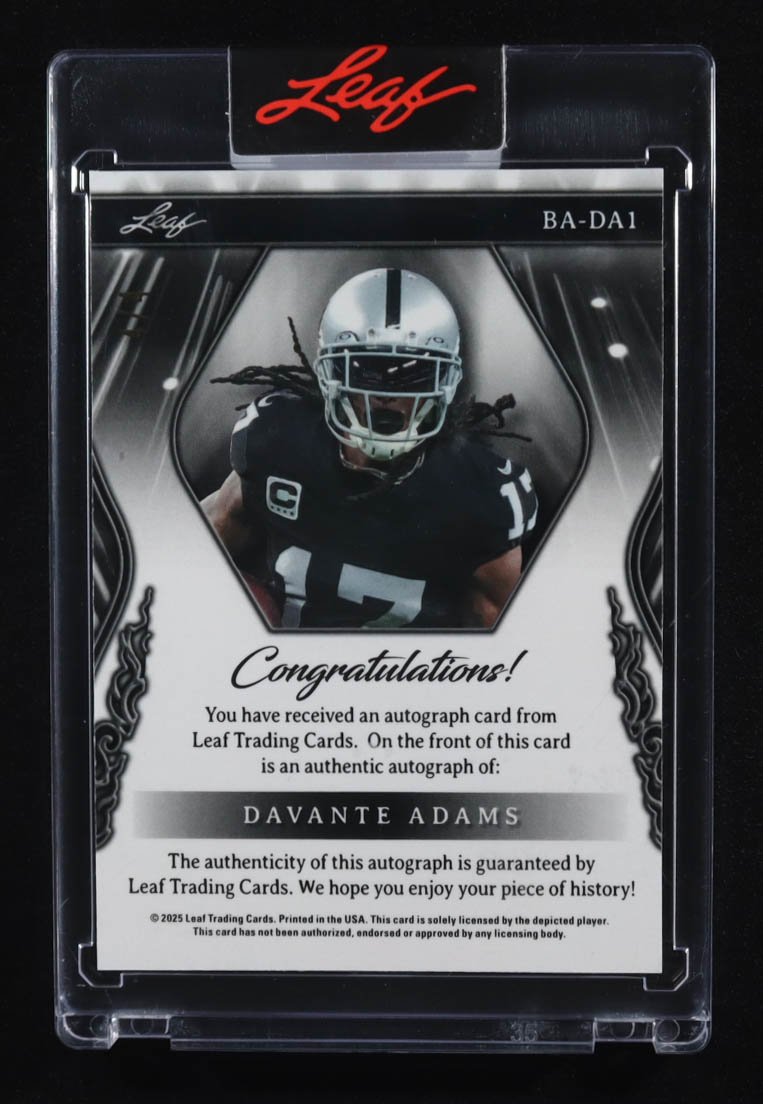 Davante Adams 2025 Leaf Sports Heroes Autographs Blue Crystal #BADA1 #4/4 at PristineAuction.com Davante Adams 2025 Leaf Sports Heroes Autographs Blue Crystal #BADA1 #4/4 at PristineAuction.com