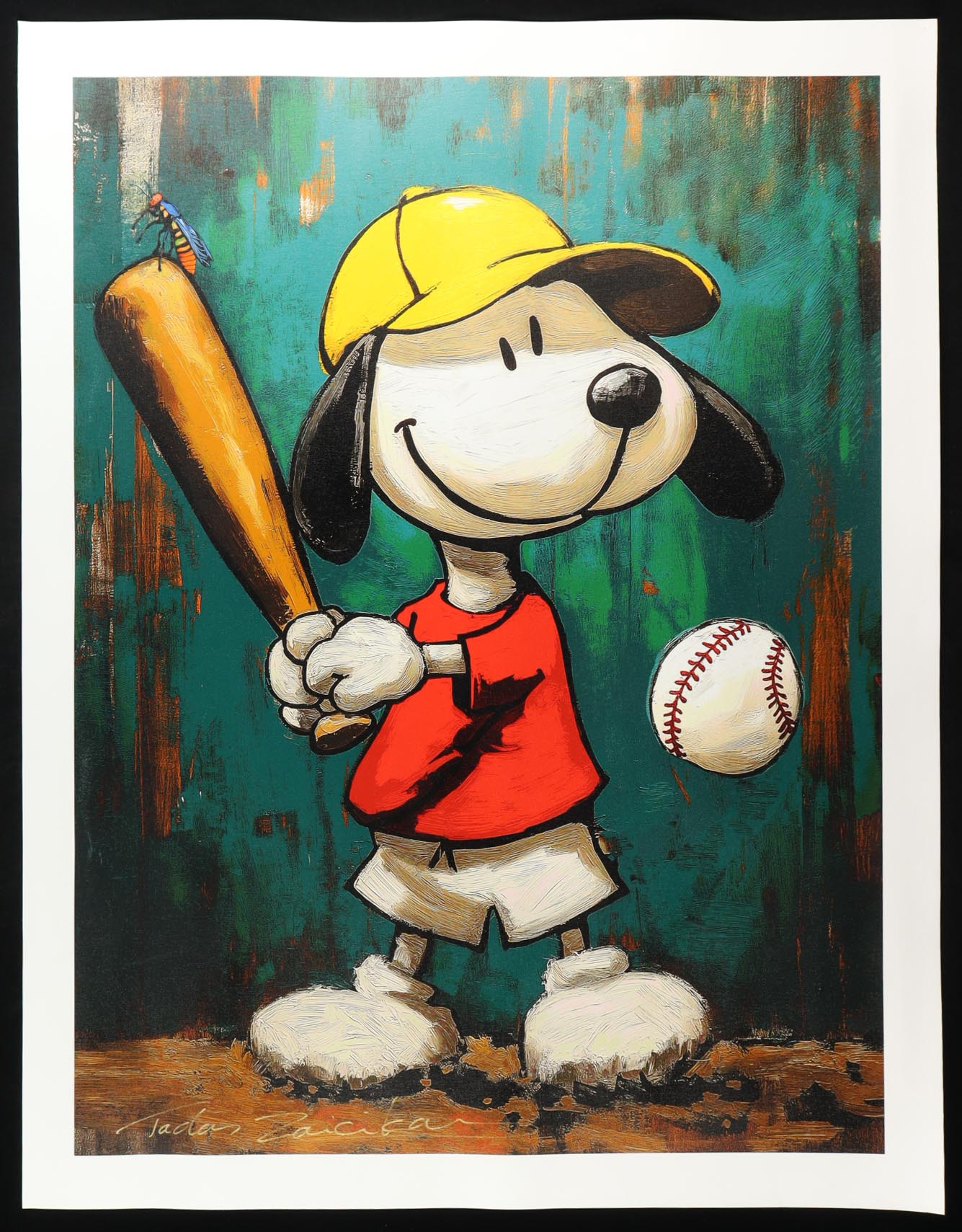 "Home Run Smile" 2025 34x44 Original Painting on Canvas by Tadas Zaicikas | TedyZet (Zaicikas) at PristineAuction.com "Home Run Smile" 2025 34x44 Original Painting on Canvas by Tadas Zaicikas | TedyZet (Zaicikas) at PristineAuction.com