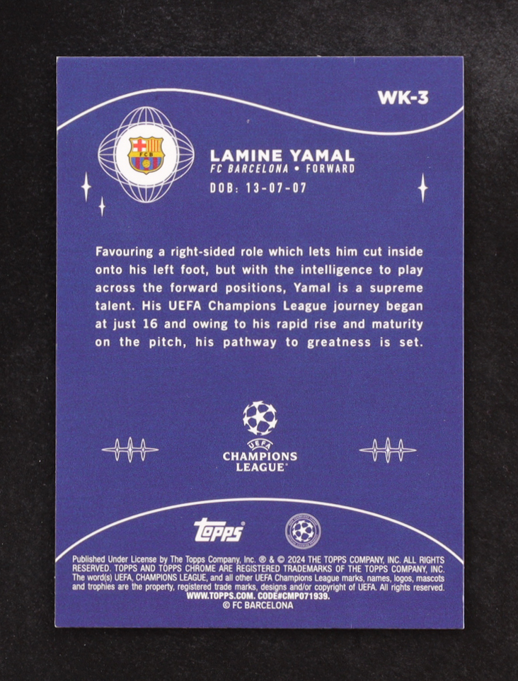 Lamine Yamal 2024 Topps Chrome Wonderkids #WK-3 RC at PristineAuction.com Lamine Yamal 2024 Topps Chrome Wonderkids #WK-3 RC at PristineAuction.com