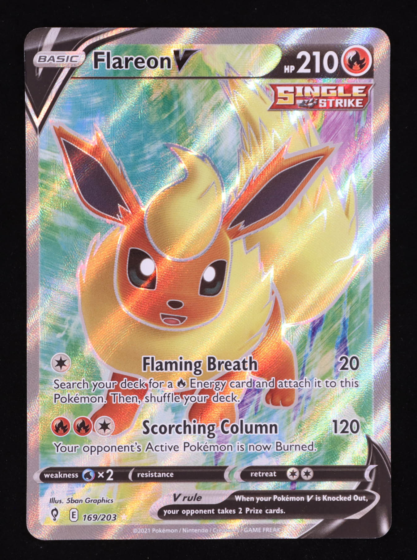 Flareon V 2021 Pokemon Sword and Shield Evolving Skies #169 Holo at PristineAuction.com Flareon V 2021 Pokemon Sword and Shield Evolving Skies #169 Holo at PristineAuction.com