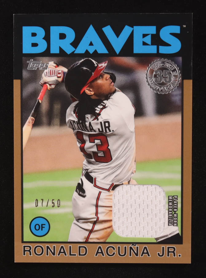 Ronald Acuna 2021 Topps '86 Topps Relics Gold #86RRA #07/50 at PristineAuction.com Ronald Acuna 2021 Topps '86 Topps Relics Gold #86RRA #07/50 at PristineAuction.com