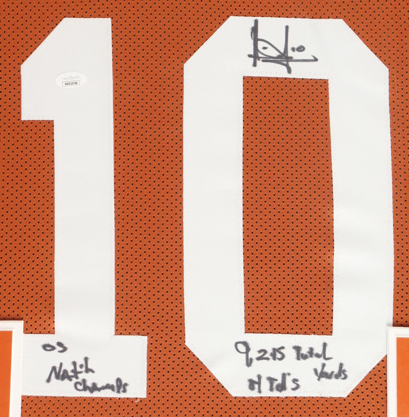 Vince Young Signed Custom Framed Jersey Display Inscribed "05 Nat'l Champs" & "9,245 Total Yards 81 Td's" (JSA) at PristineAuction.com Vince Young Signed Custom Framed Jersey Display Inscribed "05 Nat'l Champs" & "9,245 Total Yards 81 Td's" (JSA) at PristineAuction.com