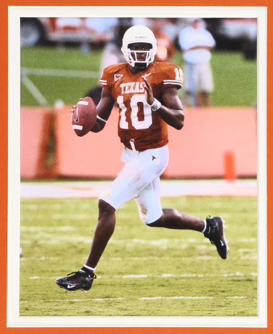 Vince Young Signed Custom Framed Jersey Display Inscribed "05 Nat'l Champs" & "9,245 Total Yards 81 Td's" (JSA) at PristineAuction.com Vince Young Signed Custom Framed Jersey Display Inscribed "05 Nat'l Champs" & "9,245 Total Yards 81 Td's" (JSA) at PristineAuction.com