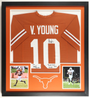 Vince Young Signed Custom Framed Jersey Display Inscribed "05 Nat'l Champs" & "9,245 Total Yards 81 Td's" (JSA) at PristineAuction.com