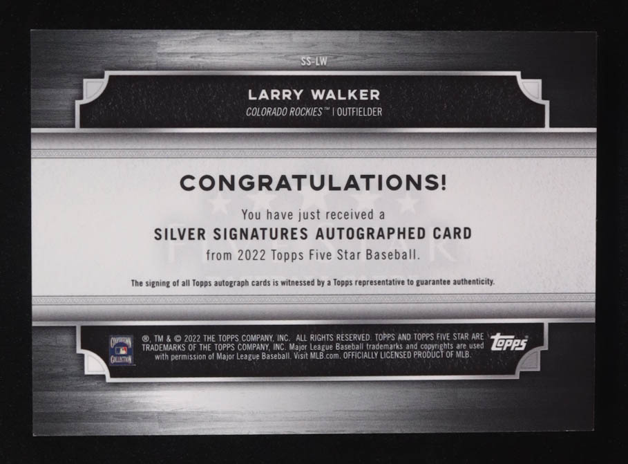 Larry Walker 2022 Topps Five Star Silver Signatures #SSLW #12/40 at PristineAuction.com Larry Walker 2022 Topps Five Star Silver Signatures #SSLW #12/40 at PristineAuction.com