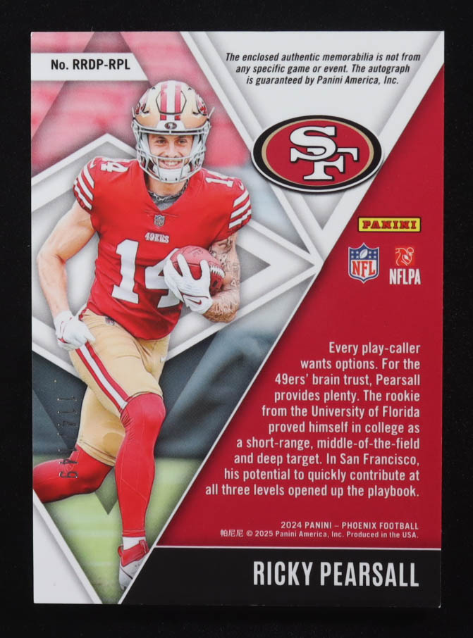 Ricky Pearsall 2024 Panini Phoenix Rising Rookies Dual Patch Autographs #8 #114/149 RC at PristineAuction.com Ricky Pearsall 2024 Panini Phoenix Rising Rookies Dual Patch Autographs #8 #114/149 RC at PristineAuction.com