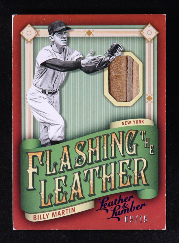 Billy Martin 2019 Panini Leather and Lumber Flashing the Leather Blue #10 #9/15 at PristineAuction.com Billy Martin 2019 Panini Leather and Lumber Flashing the Leather Blue #10 #9/15 at PristineAuction.com