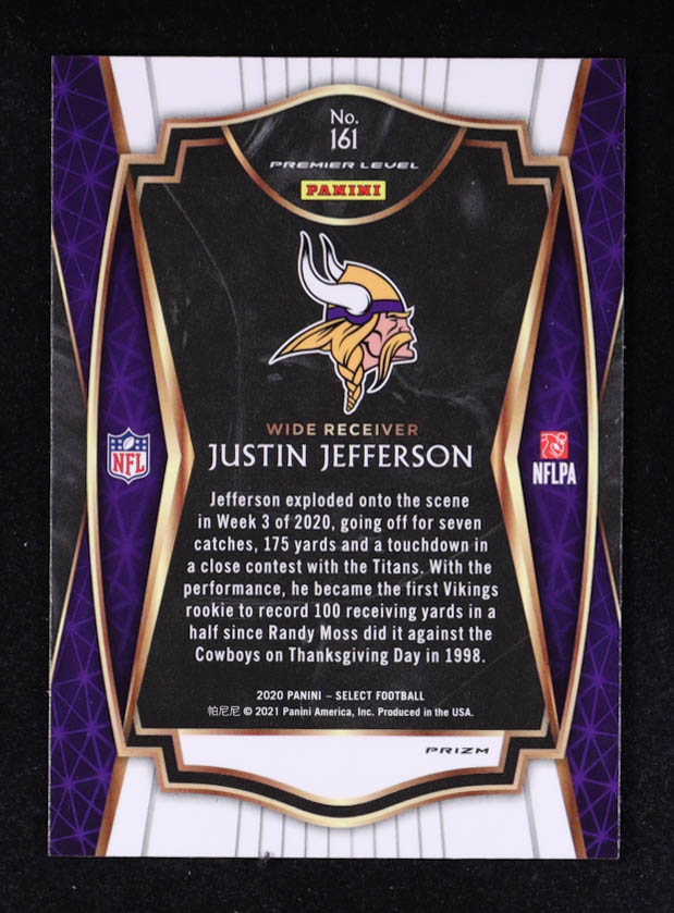 Justin Jefferson 2020 Select Prizm Silver #161 RC at PristineAuction.com Justin Jefferson 2020 Select Prizm Silver #161 RC at PristineAuction.com