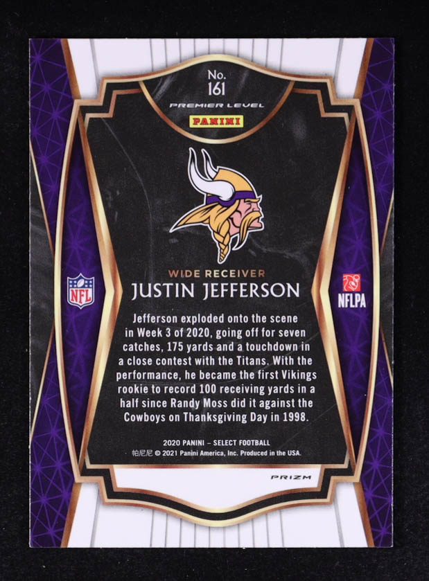 Justin Jefferson 2020 Select Prizm Silver #161 RC at PristineAuction.com Justin Jefferson 2020 Select Prizm Silver #161 RC at PristineAuction.com