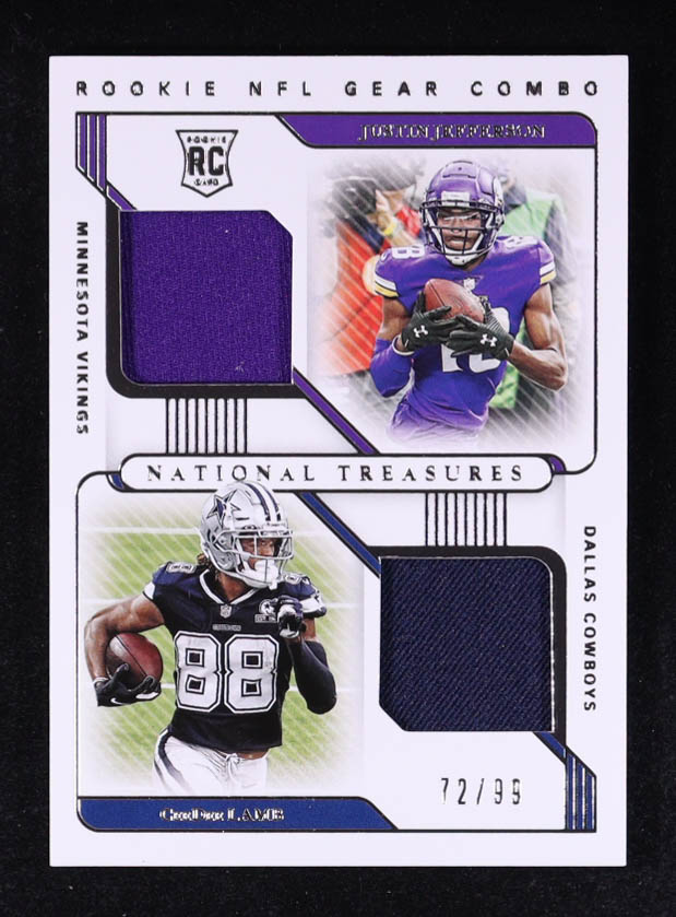 CeeDee Lamb / Justin Jefferson 2020 Panini National Treasures Rookie NFL Gear Combo Materials #26 #72/99 RC at PristineAuction.com CeeDee Lamb / Justin Jefferson 2020 Panini National Treasures Rookie NFL Gear Combo Materials #26 #72/99 RC at PristineAuction.com